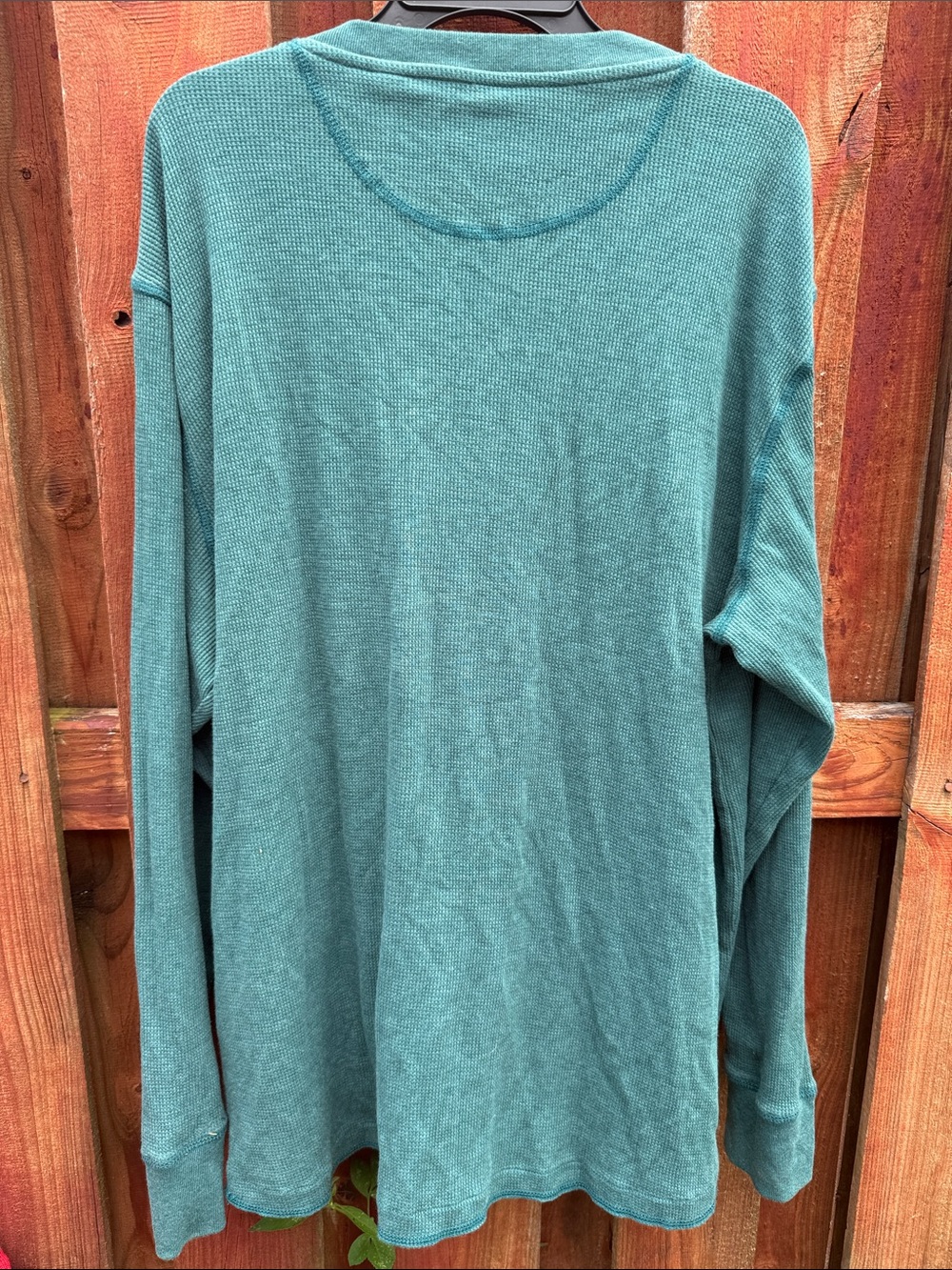 Wrangler Teal Waffle-Knit Henley Long Sleeve Size XL - Picture 5 of 6